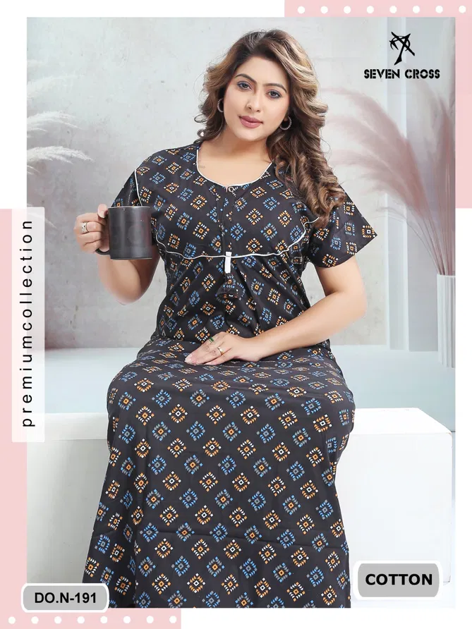 Night Wear Seven Cross Cotton 104 Nighty Gown Wholesale Price In Surat
